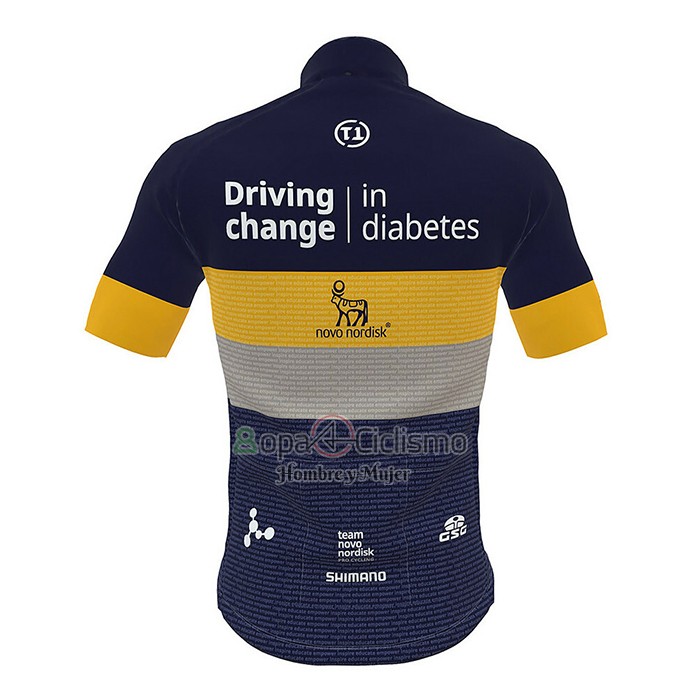 Novo Nordisk Ropa Ciclismo Culotte Corto 2022 Hombre Mangas Cortas Profundo Azul AMarillo